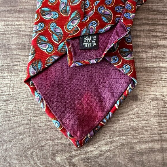 Vintage Christian Dior Monsieur Red Paisley All Silk Tie Made In USA 3.5 x 58 - Picture 5 of 12